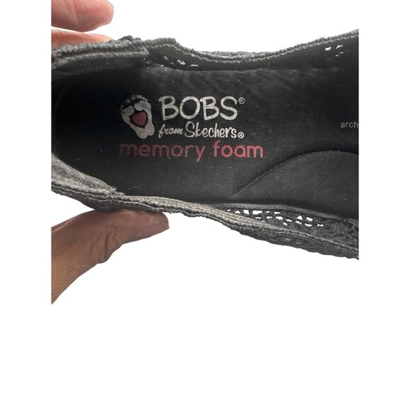 Skechers BOBS Size 7 Crochet Slip-On Flats Memory Foam Black - Picture 6 of 9